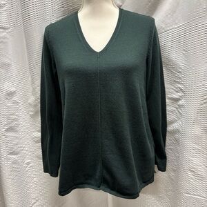 J. Jill Dark‎ Green V-Neck Sweater XS